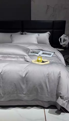 91家纺网 家纺一手货源 找家纺 榻尚家居 2023新款TS天丝棉大提花四件套 暮云灰