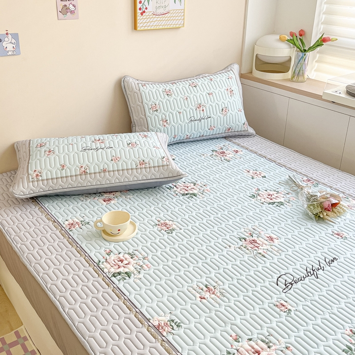 91家纺网 家纺一手货源 找家纺 慕澄家纺 2023新款大版床笠款乳胶凉席 床笠款-浪漫花开