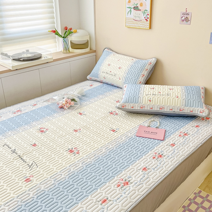 91家纺网 家纺一手货源 找家纺 慕澄家纺 2023新款大版床笠款乳胶凉席 床笠款-荼蘼花开