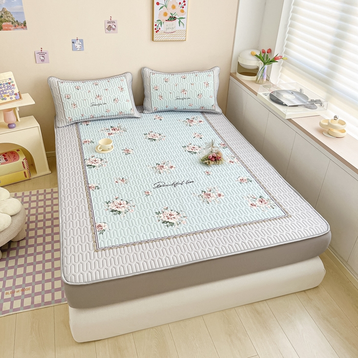 91家纺网 家纺一手货源 找家纺 慕澄家纺 2023新款大版床笠款乳胶凉席 床笠款-浪漫花开