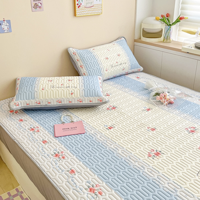 91家纺网 家纺一手货源 找家纺 慕澄家纺 2023新款大版床笠款乳胶凉席 床笠款-荼蘼花开