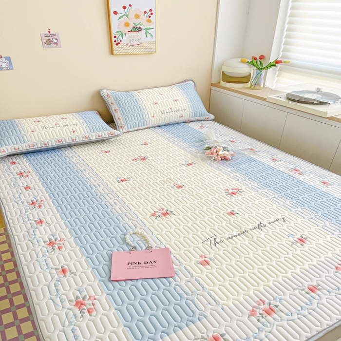 91家纺网 家纺一手货源 找家纺 慕澄家纺 2023新款大版床笠款乳胶凉席 床笠款-荼蘼花开