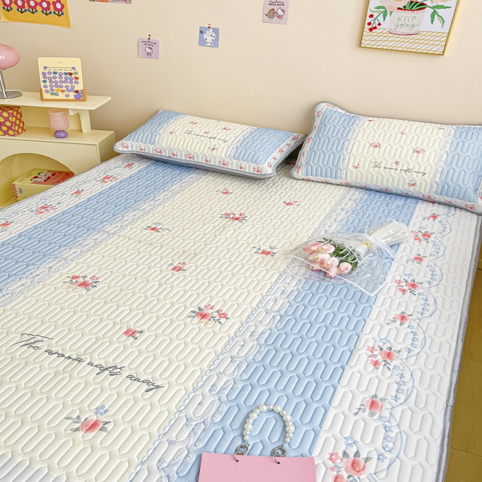 91家纺网 家纺一手货源 找家纺 慕澄家纺 2023新款大版床笠款乳胶凉席 床笠款-荼蘼花开