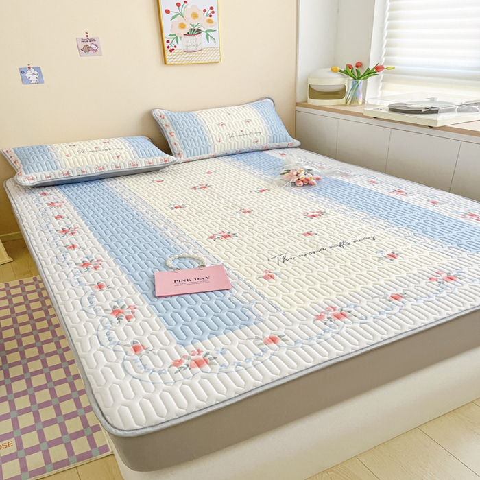 91家纺网 家纺一手货源 找家纺 慕澄家纺 2023新款大版床笠款乳胶凉席 床笠款-荼蘼花开