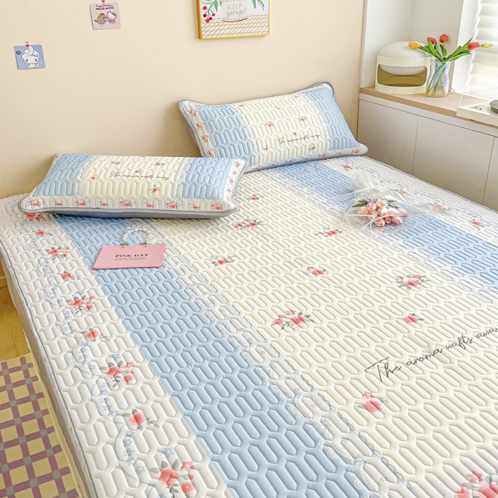 91家纺网 家纺一手货源 找家纺 慕澄家纺 2023新款大版床笠款乳胶凉席 床笠款-荼蘼花开