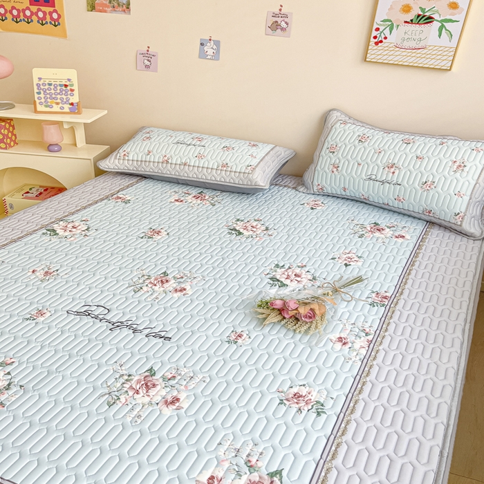 91家纺网 家纺一手货源 找家纺 慕澄家纺 2023新款大版床笠款乳胶凉席 床笠款-浪漫花开