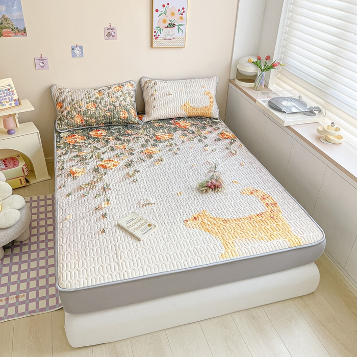 91家纺网 家纺一手货源 找家纺 慕澄家纺 2023新款大版床笠款乳胶凉席 床笠款-风吹一夏