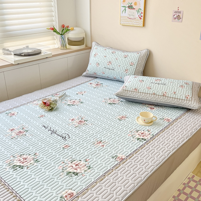 91家纺网 家纺一手货源 找家纺 慕澄家纺 2023新款大版床笠款乳胶凉席 床笠款-浪漫花开