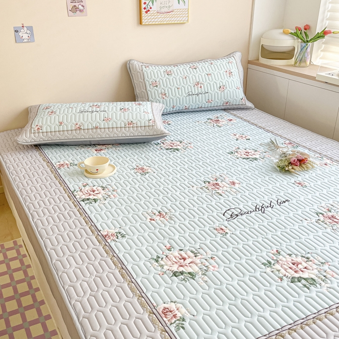 91家纺网 家纺一手货源 找家纺 慕澄家纺 2023新款大版床笠款乳胶凉席 床笠款-浪漫花开