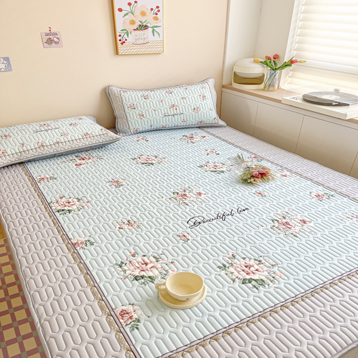 91家纺网 家纺一手货源 找家纺 慕澄家纺 2023新款大版床笠款乳胶凉席 床笠款-浪漫花开