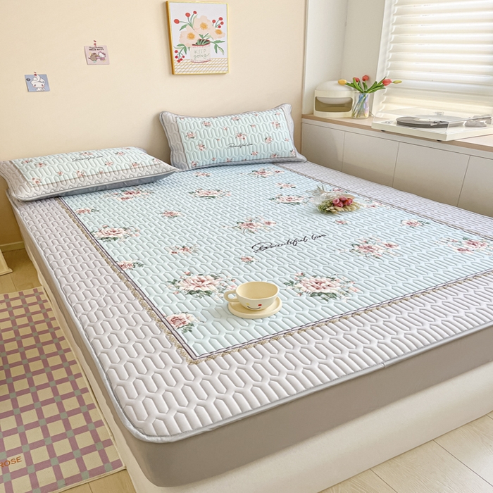 91家纺网 家纺一手货源 找家纺 慕澄家纺 2023新款大版床笠款乳胶凉席 床笠款-浪漫花开