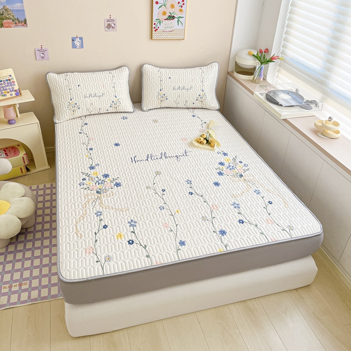 91家纺网 家纺一手货源 找家纺 慕澄家纺 2023新款大版床笠款乳胶凉席 床笠款-花蔓