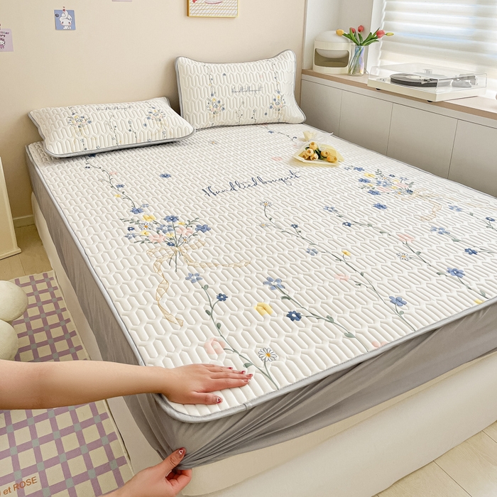 91家纺网 家纺一手货源 找家纺 慕澄家纺 2023新款大版床笠款乳胶凉席 床笠款-花蔓