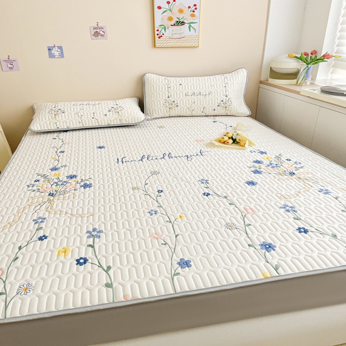 91家纺网 家纺一手货源 找家纺 慕澄家纺 2023新款大版床笠款乳胶凉席 床笠款-花蔓