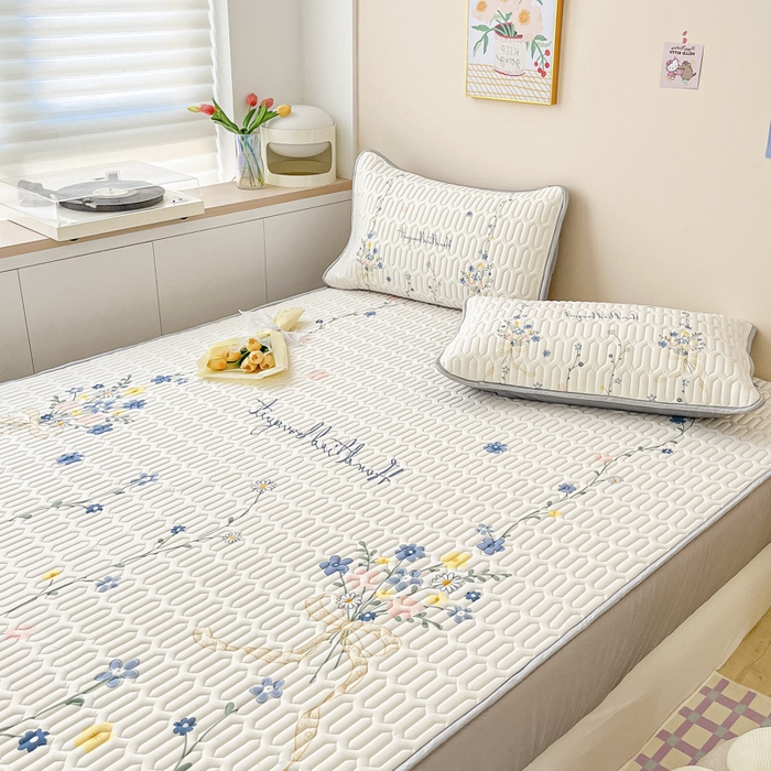 91家纺网 家纺一手货源 找家纺 慕澄家纺 2023新款大版床笠款乳胶凉席 床笠款-花蔓