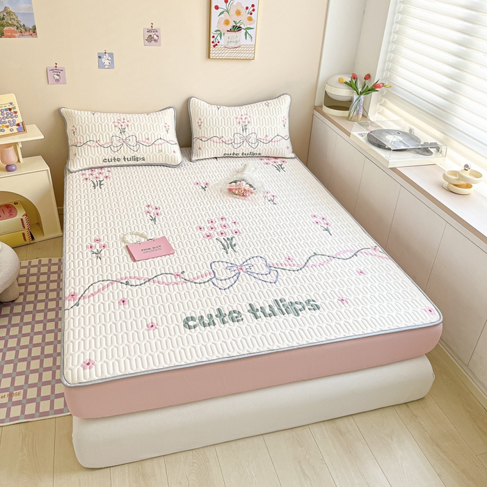 91家纺网 家纺一手货源 找家纺 慕澄家纺 2023新款大版床笠款乳胶凉席 床笠款-蝴蝶结