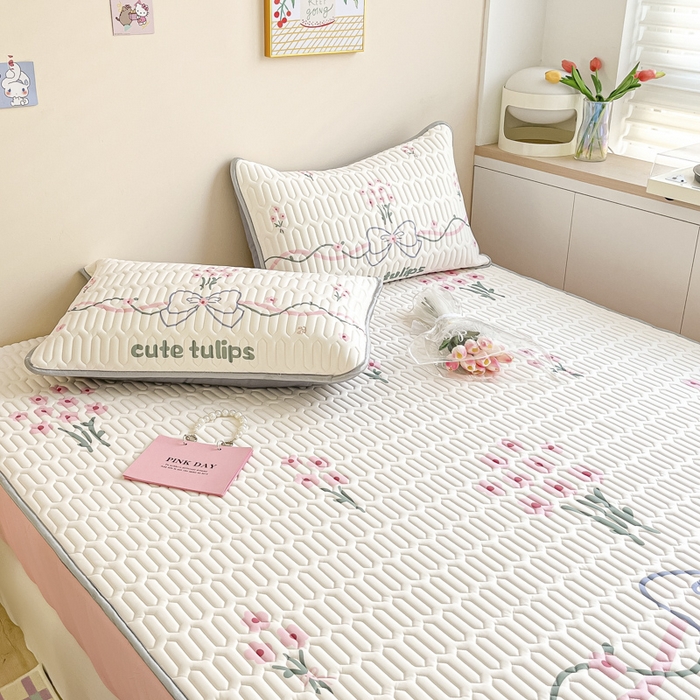 91家纺网 家纺一手货源 找家纺 慕澄家纺 2023新款大版床笠款乳胶凉席 床笠款-蝴蝶结