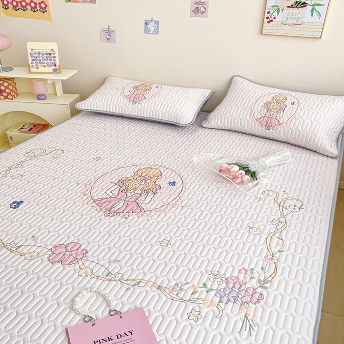 91家纺网 家纺一手货源 找家纺 慕澄家纺 2023新款大版床笠款乳胶凉席 床笠款-女孩