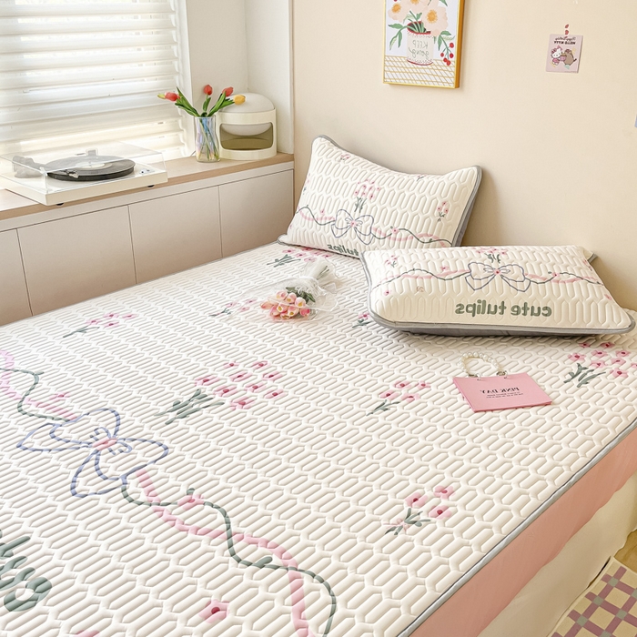 91家纺网 家纺一手货源 找家纺 慕澄家纺 2023新款大版床笠款乳胶凉席 床笠款-蝴蝶结