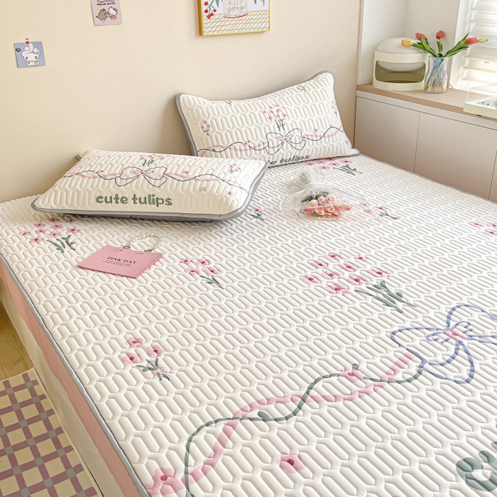 91家纺网 家纺一手货源 找家纺 慕澄家纺 2023新款大版床笠款乳胶凉席 床笠款-蝴蝶结