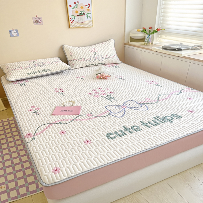 91家纺网 家纺一手货源 找家纺 慕澄家纺 2023新款大版床笠款乳胶凉席 床笠款-蝴蝶结