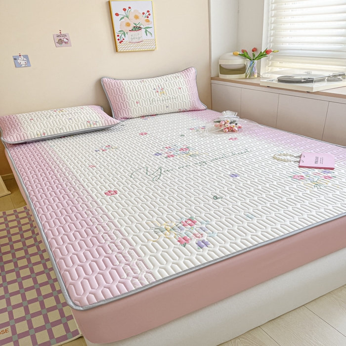 91家纺网 家纺一手货源 找家纺 慕澄家纺 2023新款大版床笠款乳胶凉席 床笠款-粉色心情