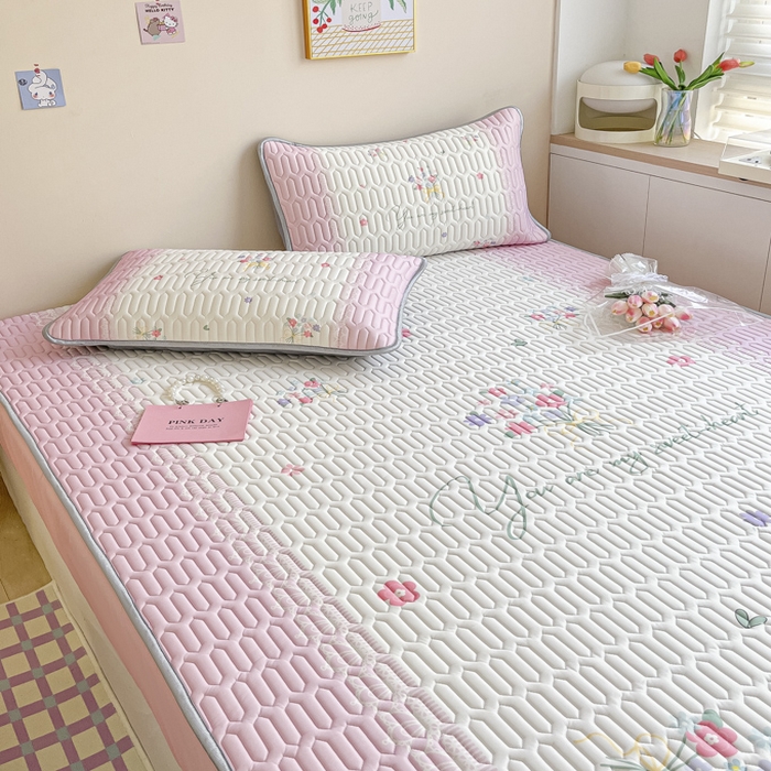 91家纺网 家纺一手货源 找家纺 慕澄家纺 2023新款大版床笠款乳胶凉席 床笠款-粉色心情