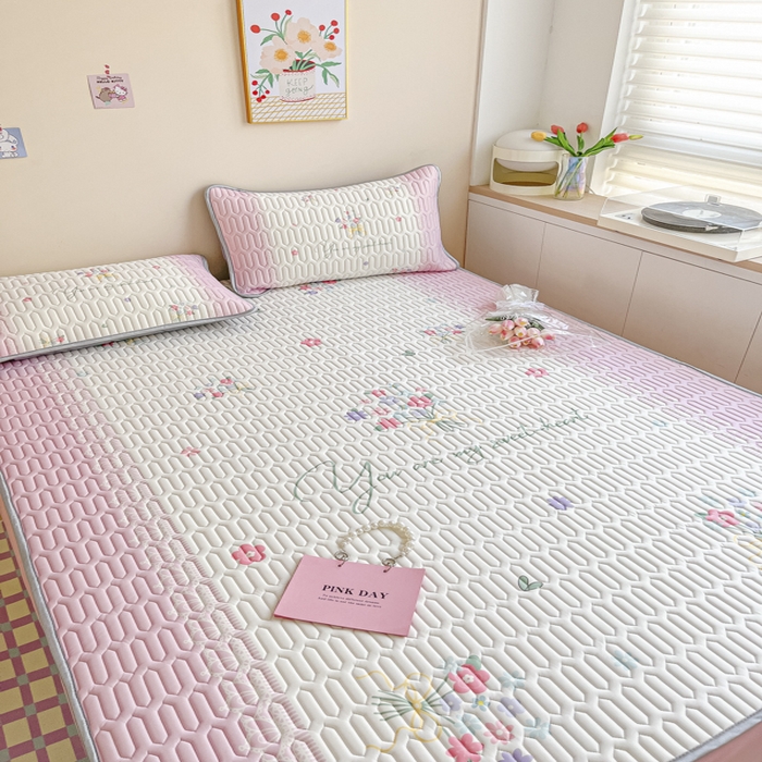 91家纺网 家纺一手货源 找家纺 慕澄家纺 2023新款大版床笠款乳胶凉席 床笠款-粉色心情