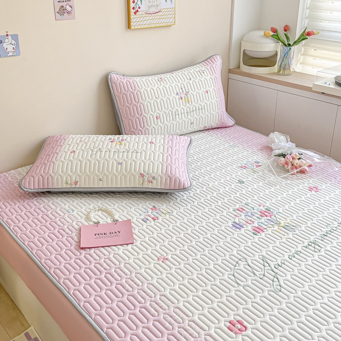 91家纺网 家纺一手货源 找家纺 慕澄家纺 2023新款大版床笠款乳胶凉席 床笠款-粉色心情