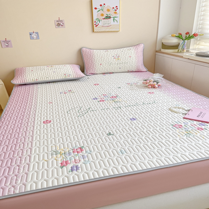 91家纺网 家纺一手货源 找家纺 慕澄家纺 2023新款大版床笠款乳胶凉席 床笠款-粉色心情