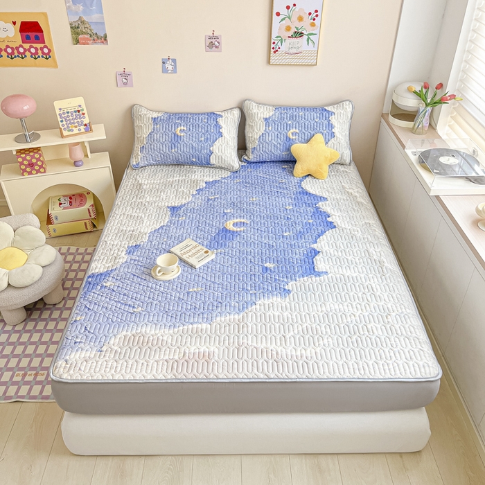 91家纺网 家纺一手货源 找家纺 慕澄家纺 2023新款大版床笠款乳胶凉席 床笠款-星辰