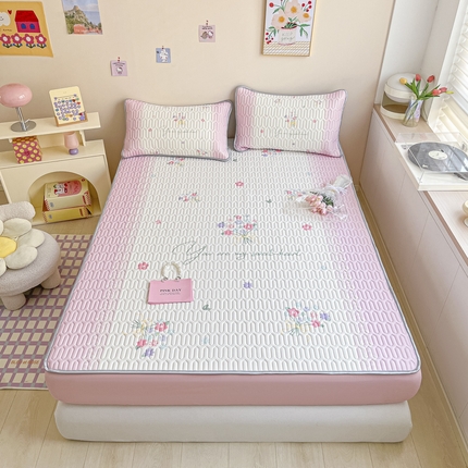 慕澄家纺 2023新款大版床笠款乳胶凉席 床笠款-粉色心情