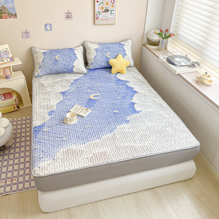 91家纺网 家纺一手货源 找家纺 慕澄家纺 2023新款大版床笠款乳胶凉席 床笠款-星辰