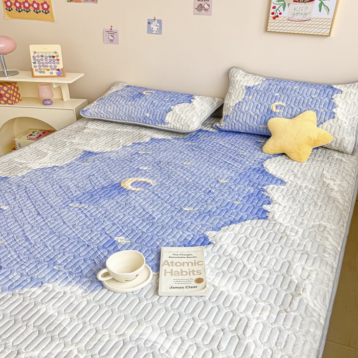 91家纺网 家纺一手货源 找家纺 慕澄家纺 2023新款大版床笠款乳胶凉席 床笠款-星辰