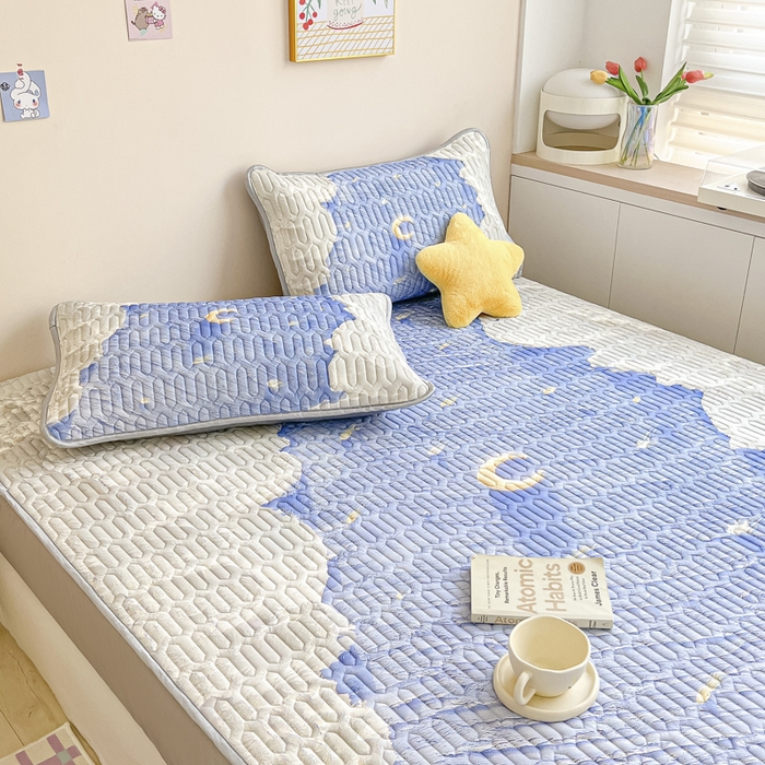 91家纺网 家纺一手货源 找家纺 慕澄家纺 2023新款大版床笠款乳胶凉席 床笠款-星辰