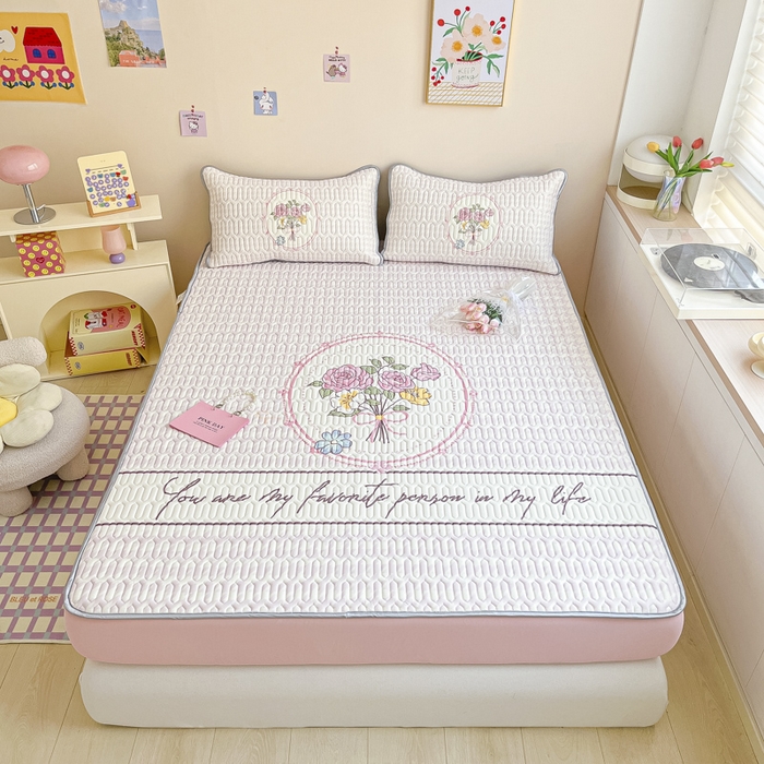 91家纺网 家纺一手货源 找家纺 慕澄家纺 2023新款大版床笠款乳胶凉席 床笠款-花季