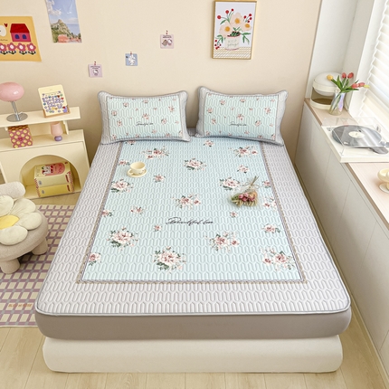 91家纺网 家纺一手货源 找家纺 慕澄家纺 2023新款大版床笠款乳胶凉席 床笠款-浪漫花开