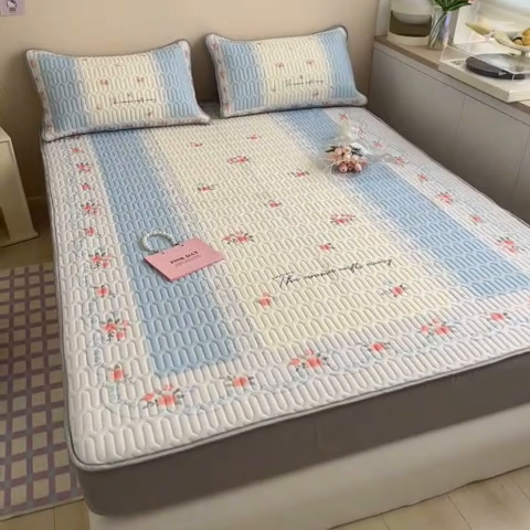 91家纺网 家纺一手货源 找家纺 慕澄家纺 2023新款大版床笠款乳胶凉席 床笠款-荼蘼花开