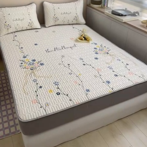 91家纺网 家纺一手货源 找家纺 慕澄家纺 2023新款大版床笠款乳胶凉席 床笠款-花蔓