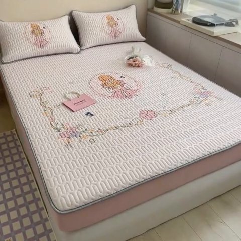 91家纺网 家纺一手货源 找家纺 慕澄家纺 2023新款大版床笠款乳胶凉席 床笠款-女孩