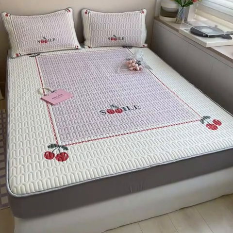 91家纺网 家纺一手货源 找家纺 慕澄家纺 2023新款大版床笠款乳胶凉席 床笠款-樱桃物语