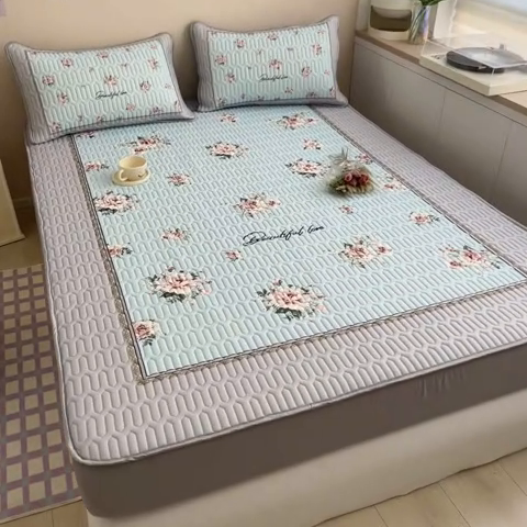 91家纺网 家纺一手货源 找家纺 慕澄家纺 2023新款大版床笠款乳胶凉席 床笠款-浪漫花开