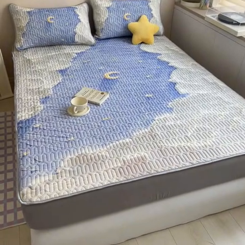 91家纺网 家纺一手货源 找家纺 慕澄家纺 2023新款大版床笠款乳胶凉席 床笠款-星辰