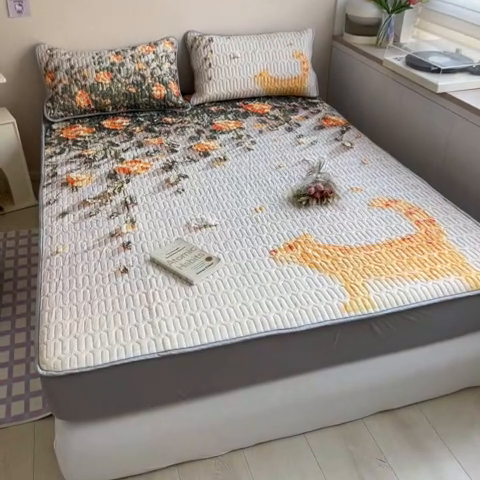 91家纺网 家纺一手货源 找家纺 慕澄家纺 2023新款大版床笠款乳胶凉席 床笠款-风吹一夏