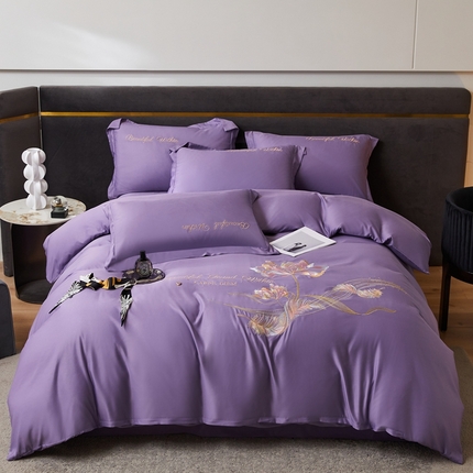 91家纺网 家纺一手货源 找家纺 （总）凡客 2023新款水洗真丝四件套学生宿舍三件套-夕颜