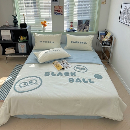 眠帛 2024新款A类水洗棉毛巾绣夏被四件套—精灵系列 精灵繁星蓝