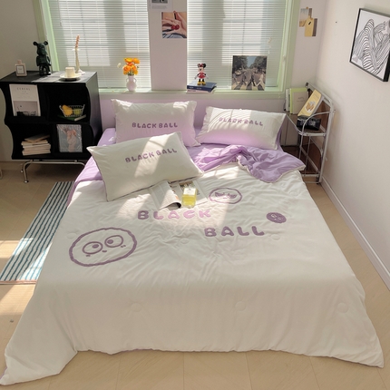 91家纺网 家纺一手货源 找家纺 （总）眠帛 2024新款A类水洗棉毛巾绣夏被四件套—精灵系列