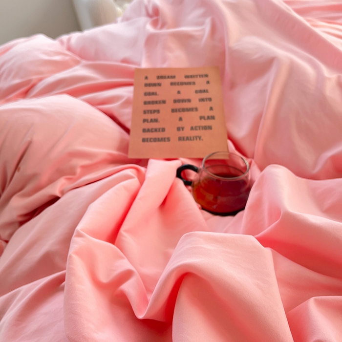 91家纺网 家纺一手货源 找家纺 简爱 2025新款水洗棉雪纺双层花边四件套 告白玉