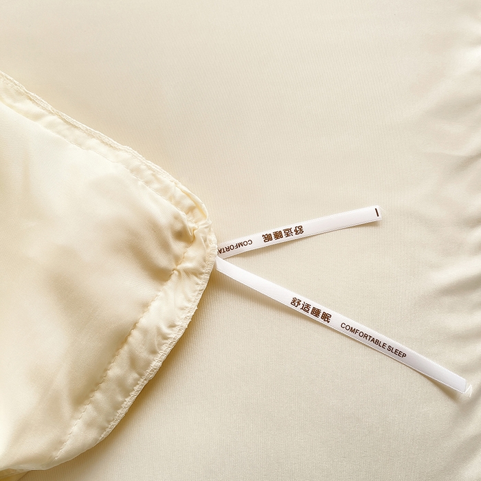 91家纺网 家纺一手货源 找家纺 简爱 2025新款水洗棉雪纺双层花边四件套 奶油黄