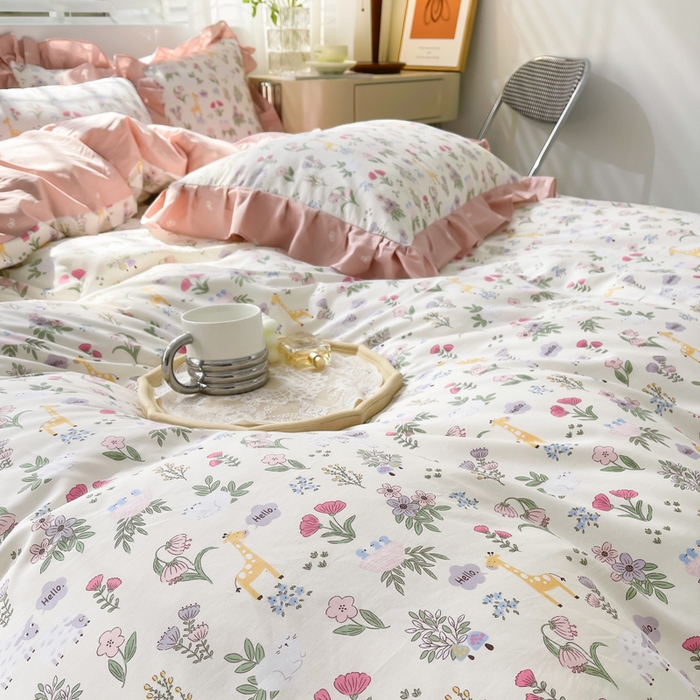 91家纺网 家纺一手货源 找家纺 （总）简爱 2025新款13372韩版纯棉花边四件套